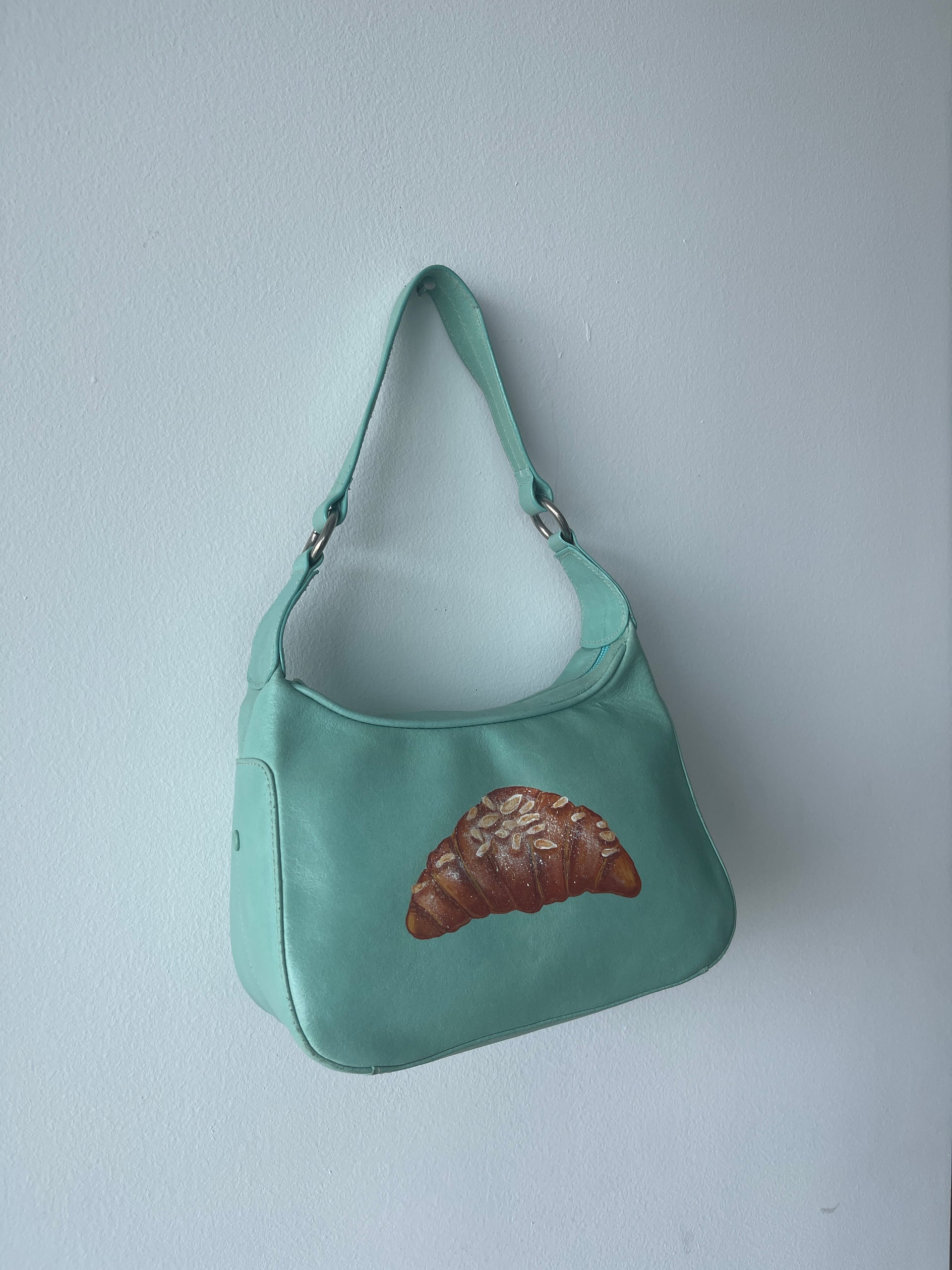 Hand-painted Almond Croissant Bag