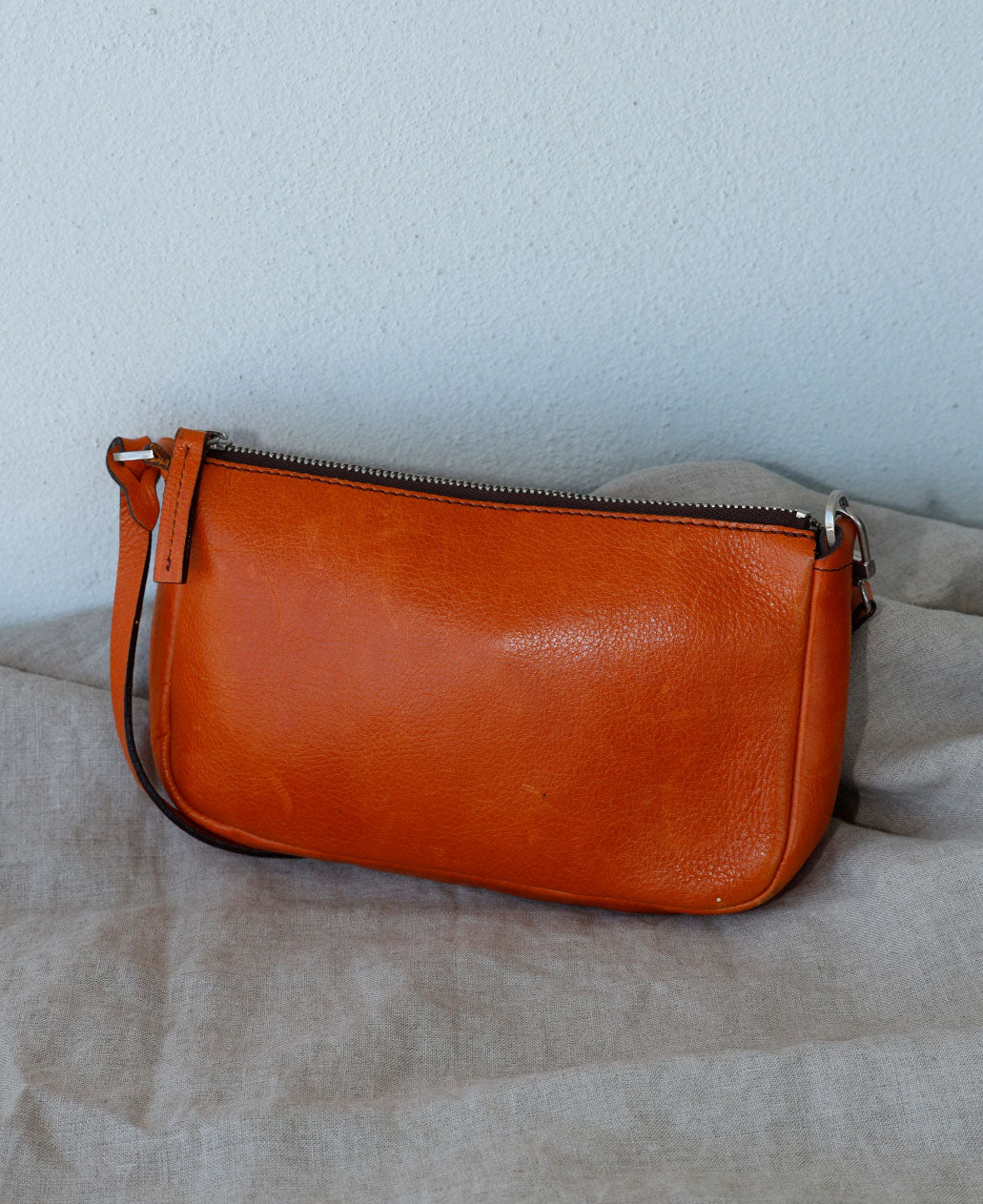 Hand-painted Check-Print Baguette Bag