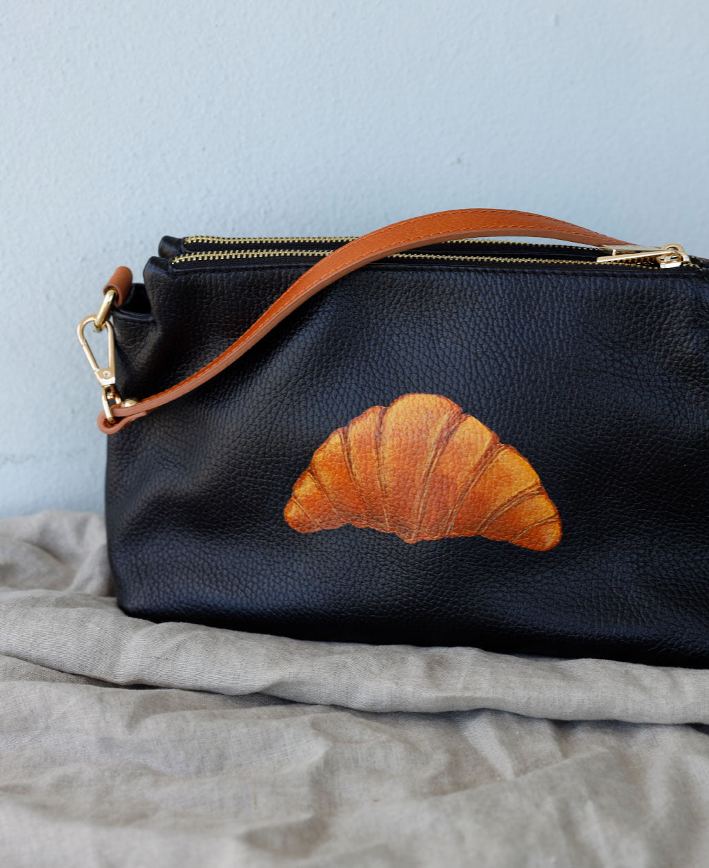 Hand-painted Croissant Bag
