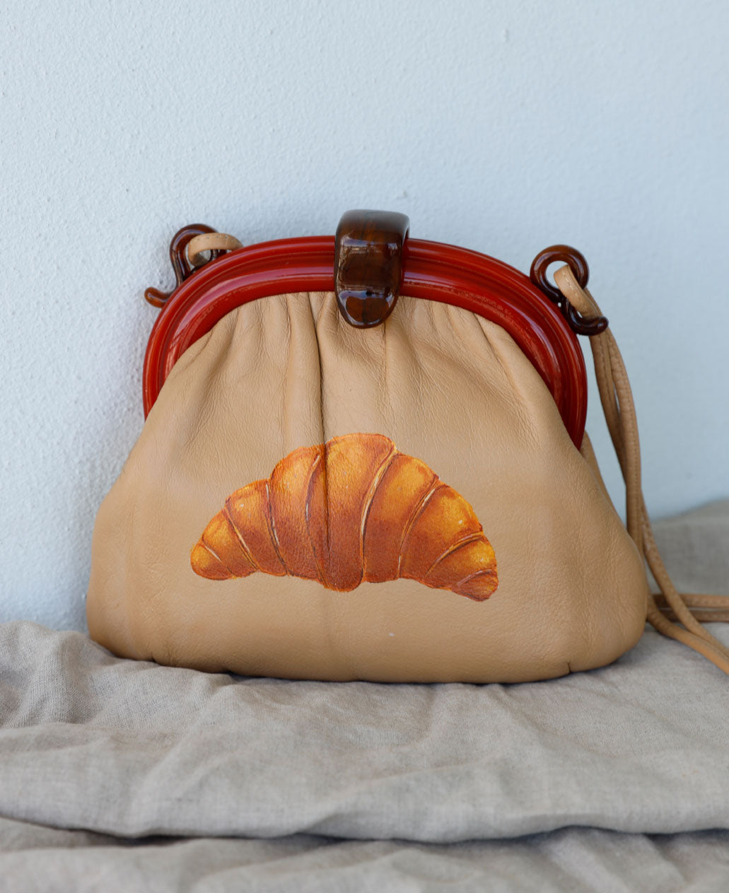 Hand-painted Croissant Bag