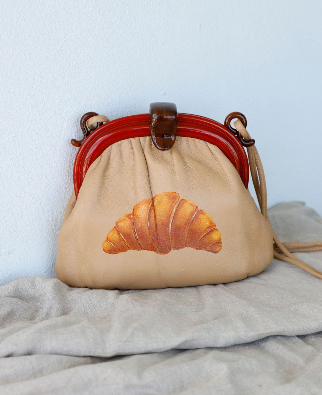 Hand-painted Croissant Bag