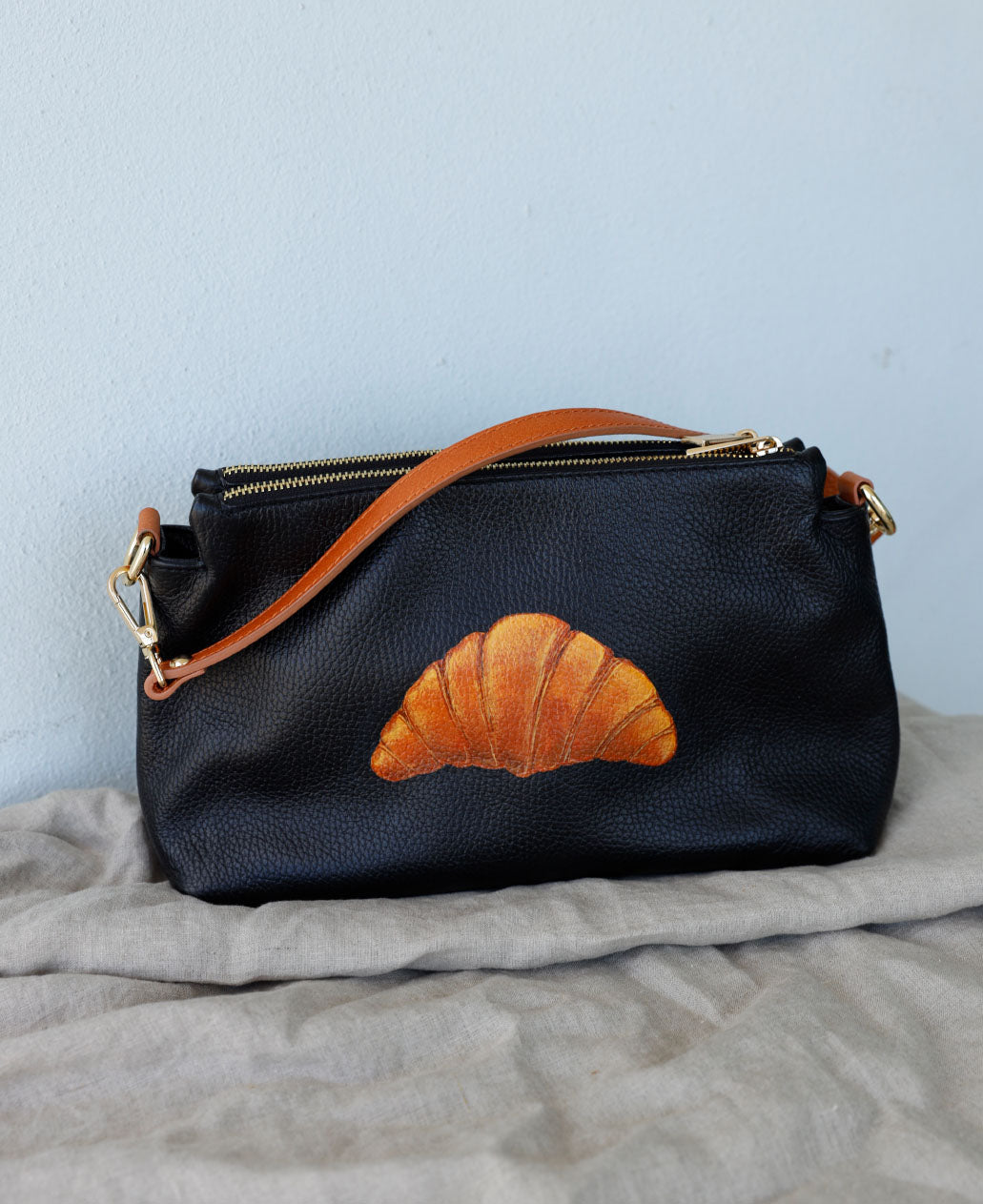 Hand-painted Croissant Bag