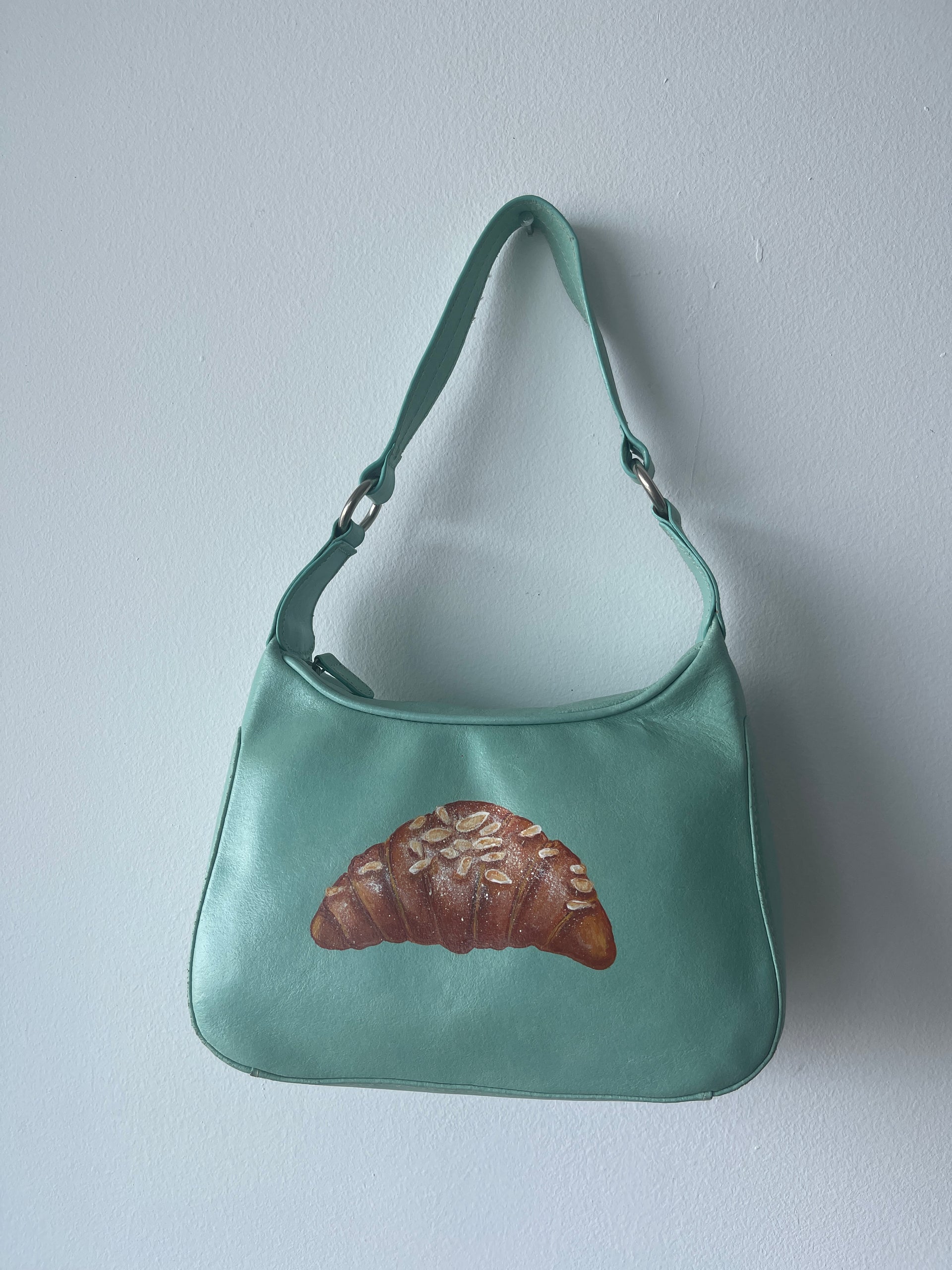 Hand-painted Almond Croissant Bag